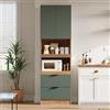 Easexcy Armadi da cucina alti 200 cm, effetto legno + verde | porte, cassetti, mensole per microonde, antiribaltamento, credenze multifunzionali autoportanti per sala da pranzo, soggiorno