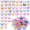 EnixwH 100 Pezzi 3D a Forma di Farfalla, Farfalle Decorative Decora (Style D) | Farfalle in Tessuto con Trapano Adesivi Murali Bambini per Casa Portico Decorazioni Giardino Compleanno Decorazione