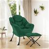 Liorphid Poltrona Relax con Poggiapiedi Giallo Senape in Velluto | Ergonomica, Tasca Laterale, Struttura Metallo e Copertura Lavabile - Ideale per Soggiorno e Camera da Letto