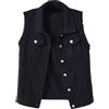 Lazutom Gilet da donna in jeans invecchiato senza maniche, con bottoni