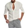 shownicer Uomo Camicia in Lino Slim Fit Estate Elegante Casual Maniche Lunghe Camicie Spiaggia Regular Fit Uomo Colore Puro Classico Lavoro Shirts