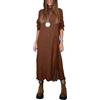 Generic Set da 2 pezzi da donna: abito in maglia e sottoveste in pizzo (autunno | Vestito da donna: maxi abito in maglia a collo alto con spacco laterale alto e sottoveste con finiture in raso e pizzo