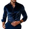 Oanviso Camicia Uomo in Velluto Lucido Vintage Camicia Bottone Casual Manica Lunga Camicie per Feste, Matrimoni
