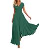 Vhersily Donna Vestiti Lunghi Curvy Scollo A V da Matrimonio Elegante Vestito A Pieghe in Chiffon Abito Maxi Damigella Sexy Abiti Aderente Bodycon Vestiti Primavera per Cocktail Cerimonia Sera