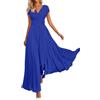 Vhersily Abito Lungo Da Donna 2026 In Chiffon Tinta Unita Ampio Swing Da Esterno Quotidiano Con Volant Manica Corta Scollo A V da Damigella Curvy Sexy Abiti Aderente Bodycon Vestiti Primavera