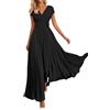Vhersily Abito Lungo Da Donna 2026 In Chiffon Tinta Unita Ampio Swing Da Esterno Quotidiano Con Volant Manica Corta Scollo A V da Damigella Curvy Sexy Abiti Aderente Bodycon Vestiti Primavera