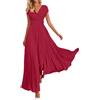 Vhersily Donna Vestiti Lunghi Curvy Scollo A V da Matrimonio Elegante Vestito A Pieghe in Chiffon Abito Maxi Damigella Sexy Abiti Aderente Bodycon Vestiti Primavera per Cocktail Cerimonia Sera
