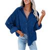 Uwdiohq Camicia da Donna Abbottonata in Velluto A Coste Camicette Oversize Top Manica Lunga Casual Giacca Calda con Tasche Camicia Scollata Blusa per Matrimonio Camicia Bianca Cotone Donna