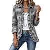 Generic Giacca da donna a quadri con volant, risvolto, maniche lunghe, abbottonatur | Cappotto Sciancrato Donna Leggera Carta Zip Miglior Gonna Sintetico Doppio Abbinato Larga Svasata Intrend