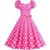Genérico Abiti Rockabilly da donna anni '50 e '60 a maniche corte a pois, abito da cocktail vintage swing per matrimoni eventi al ginocchio abito da ballo
