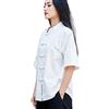 Lazutom Camicie a maniche corte in lino di cotone tinta unita da donna cinese con bottoni a rana Kung Fu Tai Chi Zen Meditazione arti marziali Outfit