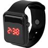 Fockety Orologio digitale per bambini, display digitale da polso per bambini a 4 colori Orologi digitali sportivi Orologi elettrici a LED per molte attività all'aperto in esecuzione(Nero)