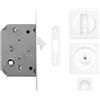 Maniglie Design Kit Porta Scorrevole Quadrato con Serratura e Nottolino, Bianco Opaco | Serratura a gancio, maniglie a incasso quadrate, ditale, sblocco esterno, viti incluse