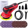RBFGYIOP Levigatrice Orbitale Senza Spazzole 150 mm, Levigatrice Eccentrica 350W Da 5.0 mm Con Connessione a Tre Nuclei, 4000-10000 Giri/Min, Per Superfici in Legno, Include 12 Fogli Di Carta Vetrata