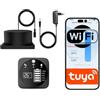 lvssiao Sensore di livello WiFi per cisterna e serbatoio dell'acqua, indicatore del livello dell'acqua a ultrasuoni, 0,1-5 m, app Tuya Smart Life, display, allarme acqua alta/bassa, Wi-Fi 2,4 GHz, IP66, senza