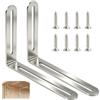 RoHovter 2 staffe angolari in acciaio inox a 90 gradi per mensole e mensole angolari, foro lungo, connettore ad angolo retto, a forma di L, in acciaio inox, per progetti fai da te