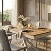 Milani Home - tavolo da pranzo allungabile 140-200 x 80 x 77 cm, quercia chiaro, base in metallo