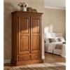 Milani Home - armadio 2 ante in legno massello 125 x 61 x 200 cm, tinta noce