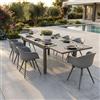 Milani Home - Set tavolo in alluminio cm 135/270 x 90 x 75 h con 8 poltrone per giardino da esterno colore taupe - Taupe