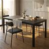 Milani Home - tavolo da pranzo allungabile 140-200 x 80 x 77 cm, antracite, legno e metallo