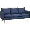Milani Home - divano 3 posti in tessuto blu, stile nordico scandinavo, 188 x 84 x 51 cm