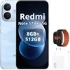 XIAOMI Smartphone Xiaomi Redmi Note 17 Pro 5G, batteria 8340mAh, 8/512GB, colore blu (include caricabatterie da 67W e smartwatch)