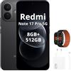 XIAOMI Smartphone Xiaomi Redmi Note 17 Pro 5G, batteria 8340mAh, 8/512GB, colore nero (include caricabatterie da 67W e smartwatch)