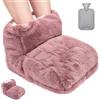 JNUYISW Scalda Piedi non Elettrico, 2 in 1 Scaldapiedi Borsa Acqua Calda | per Uomo Donna 1L Riutilizzabile Pantofole Riscaldanti con Lavabile Rimovibile Scaldapiedi Peluche Morbido per Casa Ufficio