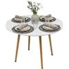 Relaxdays Tavolo da pranzo, rotondo, H x D: 75 x 90 cm, MDF e bambù, per 4 persone, stile scandinavo, bianco/naturale