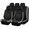 Mulcort, set completo di coprisedili universali in pelle PU per auto, 9 pezzi con compatibilità airbag per tutte le stagioni, inclusi coprisedili per poggiatesta e ganci (grigio)