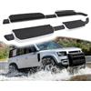 Kukomupa Pedana per Land Rover Defender 110 130 4 porte 2020-2026, 2 pedane laterali fisse nerf, accessori neri e argento con staffe (stile OEM)