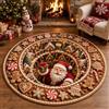 Generic Tappeto natalizio con illusione 3D, tappeto rotondo Vortex decorazioni | Tappetino decorativo con illusione ottica natalizia, in velluto di cristallo, antiscivolo, con Babbo Natale