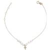 Never say Never Bracciale speciale per prima comunione da ragazza, con perle naturali da 4 mm e catena forgiata e croce in oro giallo 18 kt, lunghezza 19 cm.