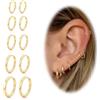 DAI JY 5 paia di orecchini a cerchio in argento 925 da donna e uomo, ipoallergenici, con luce medica, in acciaio chirurgico, per conch helix, piercing da donna, 6/7/8/10/12 mm