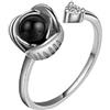 ZqlDDayUP Anello personalizzato con immagine Anello personalizzato con foto Anello della promessa a forma di cuore Anello di fidanzamento a forma di rosa in argento Sterling 925 Regalo romantico