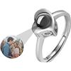 ZqlDDayUP Anello personalizzato con immagine Anello personalizzato con foto Anello della promessa a forma di cuore Anello di fidanzamento a forma di rosa in argento Sterling 925 Regalo romantico