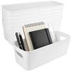 DGN 6 Pezzi Cestini Portaoggetti Plastica Scatole Organizer con Manici, 26.5 x 10 x 10 cm Piccole Cestino Portaoggetti, Senza Coperchio, Contenitore Plastica per Cucina, Armadio, Ufficio (Bianco)