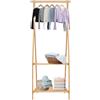 DOPBENT Appendiabiti in bambù, con 2 ripiani, 66 x 40 x 160 cm, appendiabiti con ganci, armadio aperto per ingresso, corridoio, camera da letto (colore log)