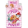 Jerry Fabrics Biancheria da letto per bambini, reversibile, Paw Patrol Skye Everest Marshall Pup Power rosa, copripiumino 100 x 135 cm e federa 40 x 60 cm, 100% cotone