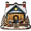 Generico Ornamenti per la casa del villaggio di Natale in legno illuminat a LED | Ornamenti rustici legno figurine case villaggio Natale, decorazioni casa scene villaggio Natale vintage luminose, per casa