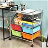 GYMAX Carrello Portaoggetti con Ruote, 4 Cassetti, Carrellino Organizzatore Salvaspazio, per Uffici, Parrucchieri, Studio, Soggiorno, 63,5 x 37 x 75 cm (Multicolore)