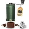 CEVING Macinacaffè manuale, 90 livelli di macinazione, 60 g, verde | Macinacaffè manuale di precisione da 0,03 mm, portatile, con meccanismo conico in acciaio inox, per viaggi, campeggio