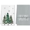 Artscope Set di 2 Strofinacci Cucina Natalizio Albero di Natale e Fiocchi di Neve Asciugamani da Cucina Natalizie per Decorazioni Cucina 45x66cm (Grigio)