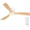 Passky Ventilatore da Soffitto con Luce LED Telecomando 132cm Bianco | 3 Pale Silenzioso Motore DC Timer 3 Colori 6 Velocità Reversibile Estate Inverno Int/Ext Soggiorno Camera