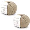 Kalapanta 2 Gomitoli 100% Cashmere Lana Gatto Prestige Linea Luxury per lavoro a maglia e uncinetto, (Beige - 12530, 2)