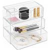 SZKKQKJ organizer cassetti,organizer trucchi,Acrilico, 3 Pezzi, Cassetti Impilabili, Organizzatore Da Bagno, Trasparente