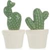 Cabilock 2 statuette decorative in ceramica di cactus, piante artificiali vivide, per decorazione della casa, centro del tavolo e collezioni, robuste e infrangibili, decorazione per il soggiorno e il