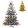 COSTWAY Albero Natale con Luci Incorporate 150/180/210 cm | Albero di Natale con Luci LED Calde e Multicolori, Rami Densi e Realistici e Base Metallica, da Casa, Negozio e Hotel