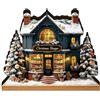Generico Ornamenti per la casa del villaggio di Natale in legno illuminat a LED | Ornamenti rustici legno figurine case villaggio Natale, decorazioni casa scene villaggio Natale vintage luminose, per casa