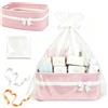 Yudobliss Cesto Portaoggetti Intrecciato Rosa, 33x22x16 Cm Cestino Regalo Vuoto Intrecciato con Sacchetti di Cellophane E Fiocco, Cesto Regalo Corda di Cotone Cesti per Regali, Cesto Regalo per, Matrimonio